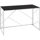Folia Desk in Black Wood & Silver Metal